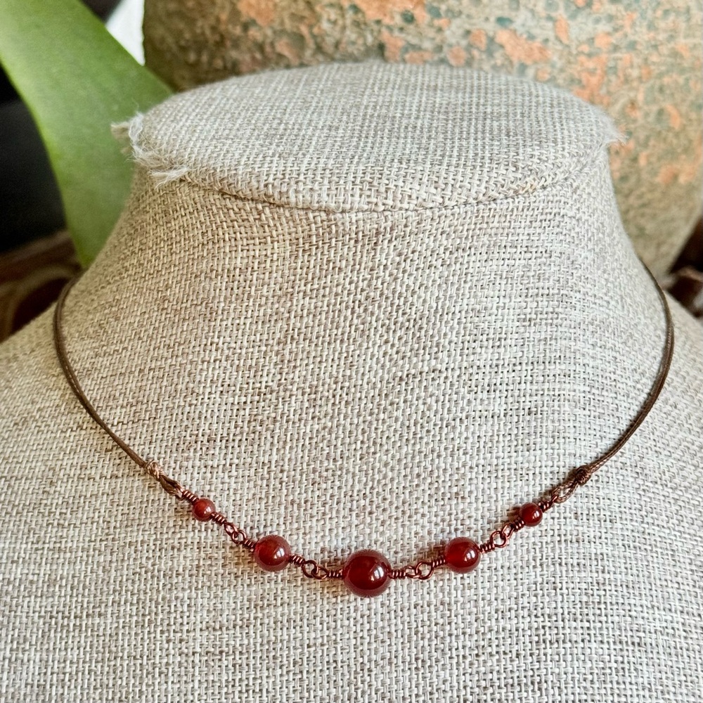 Wire Wrapped Garnet Choker